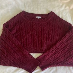 Fashion Nova Burgundy Crew Neck Sweater